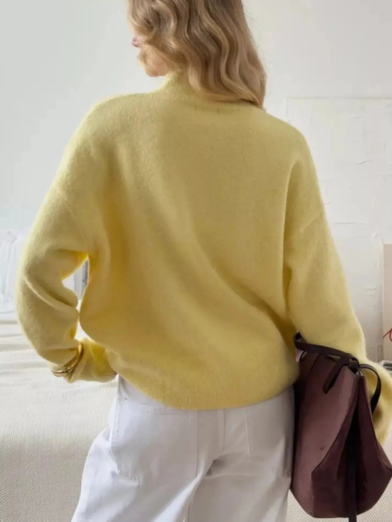 Mock Neck Dropped Shoulder Sweater STYLE SOURCE