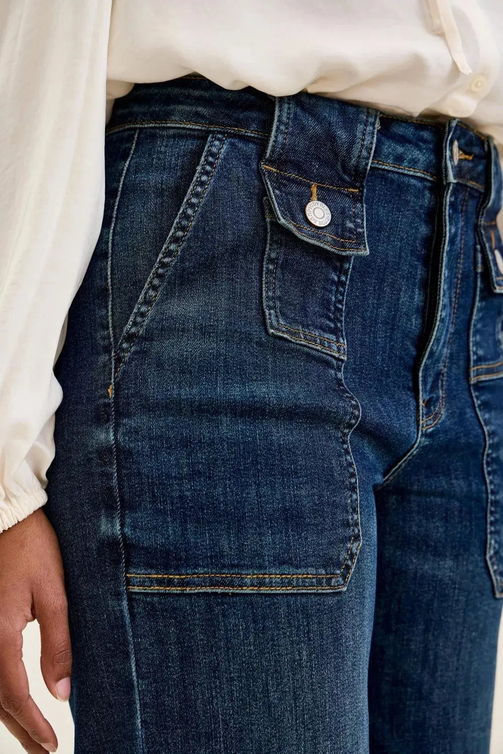 Judy Blue High Waist Wide Crop Utility Jeans with Patch Pocket STYLE SOURCE