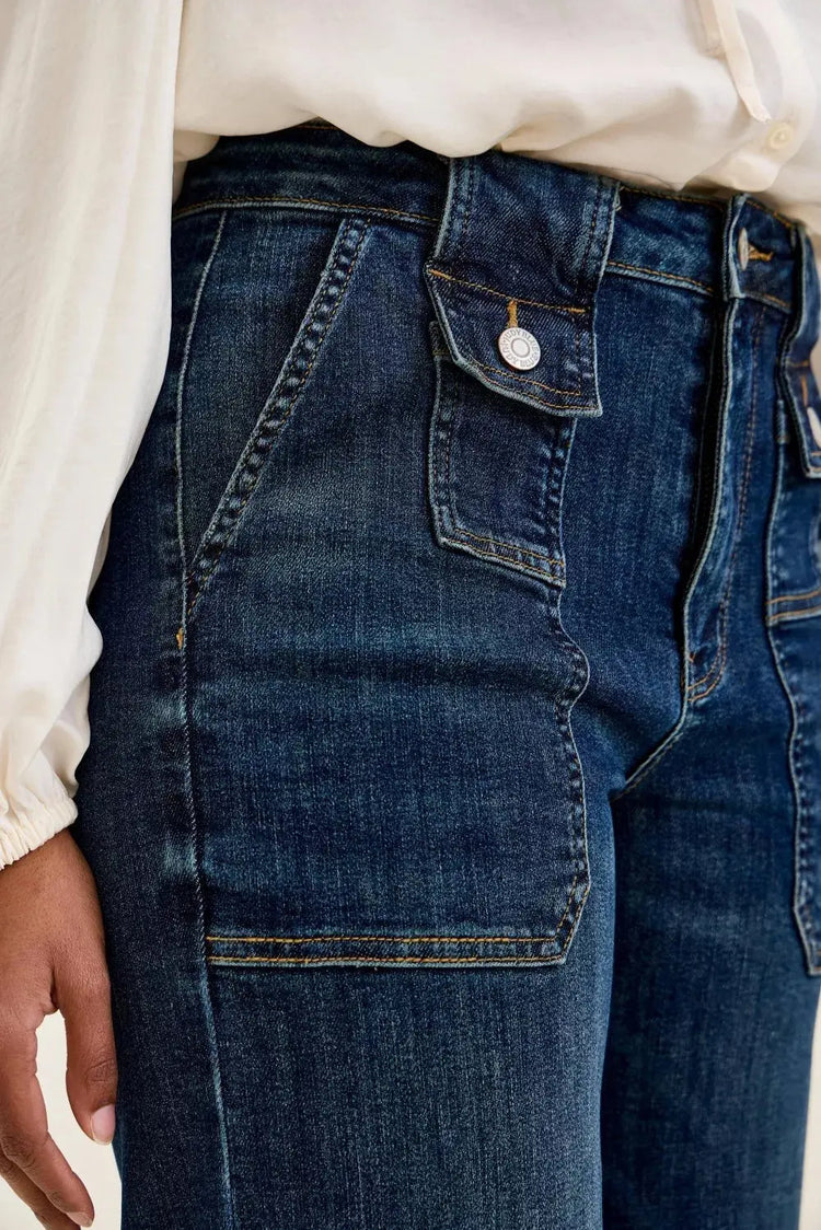Judy Blue High Waist Wide Crop Utility Jeans with Patch Pocket STYLE SOURCE
