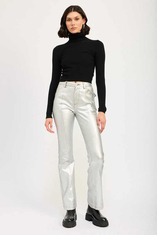 METALLIC FLARED PANTS STYLE SOURCE