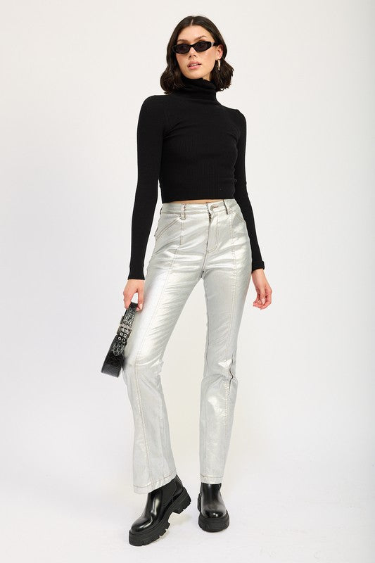 METALLIC FLARED PANTS STYLE SOURCE