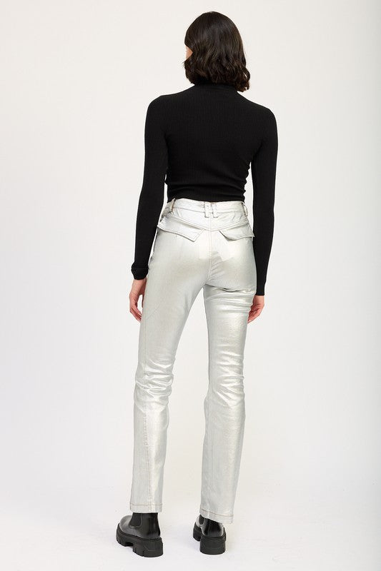 METALLIC FLARED PANTS STYLE SOURCE