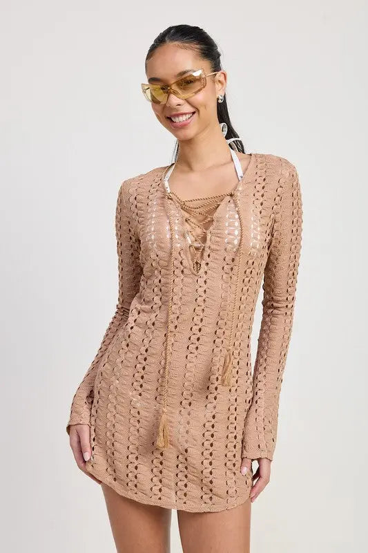 LACE UP COVER UP DRESS STYLE SOURCE