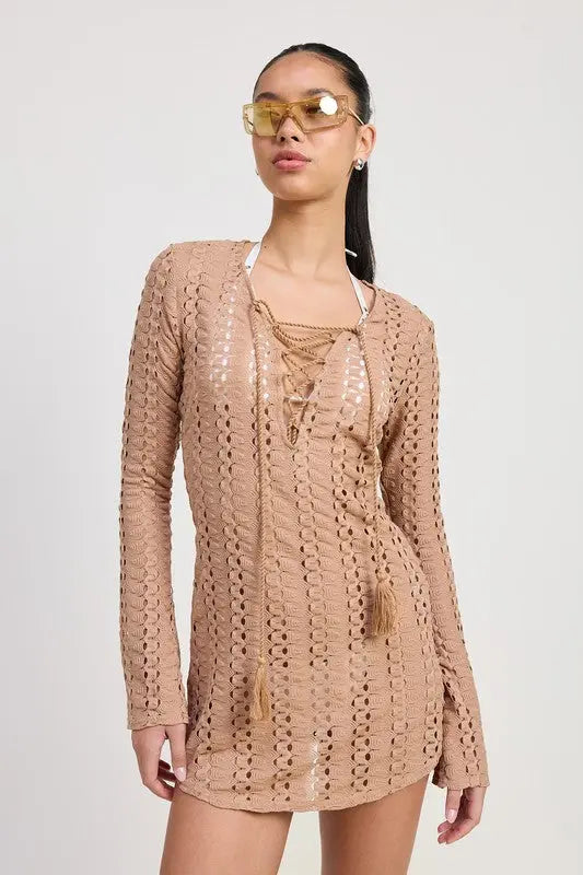 LACE UP COVER UP DRESS STYLE SOURCE