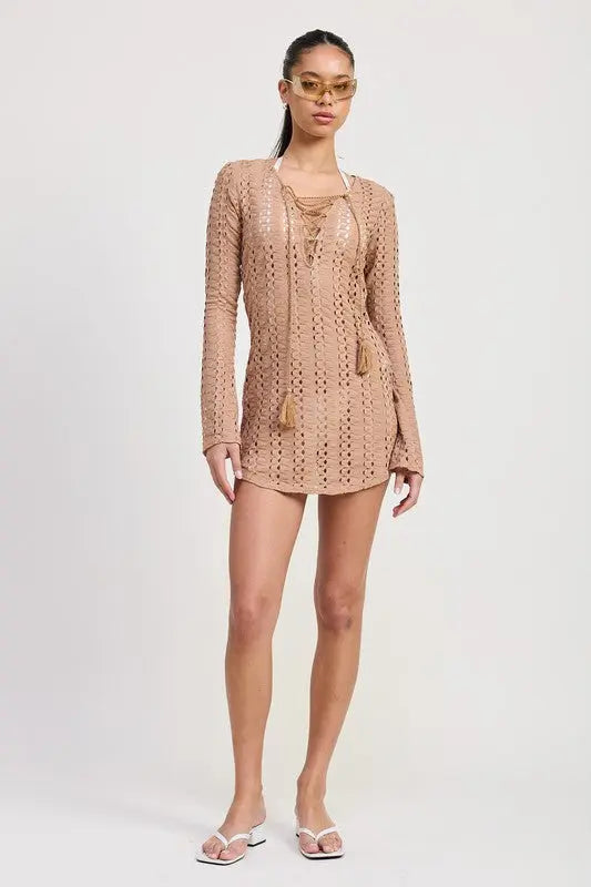 LACE UP COVER UP DRESS STYLE SOURCE