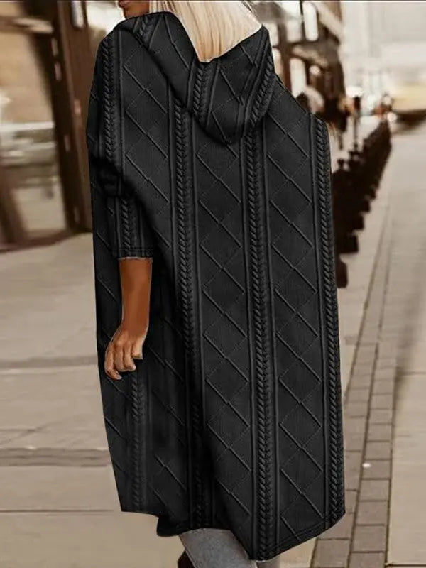 Womens Long Cardigans Cable Knitted Open Front STYLE SOURCE