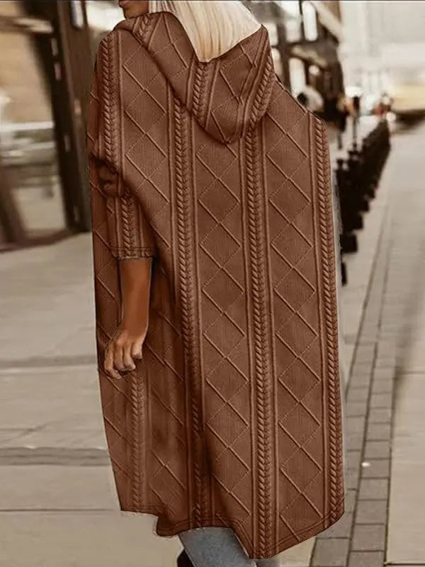 Womens Long Cardigans Cable Knitted Open Front STYLE SOURCE