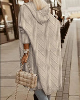 Womens Long Cardigans Cable Knitted Open Front STYLE SOURCE