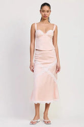 MID SATIN SKIRT WITH LACE DETAIL STYLE SOURCE