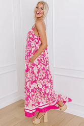 Rose Floral V Neck Crisscross Backless Maxi Dress STYLE SOURCE