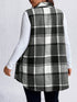 Honey Plus Size Pocketed Plaid Button Up Vest Coat STYLE SOURCE