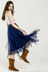 Waterfall PolkaDot Mesh Ruffle Midi Skirt STYLE SOURCE