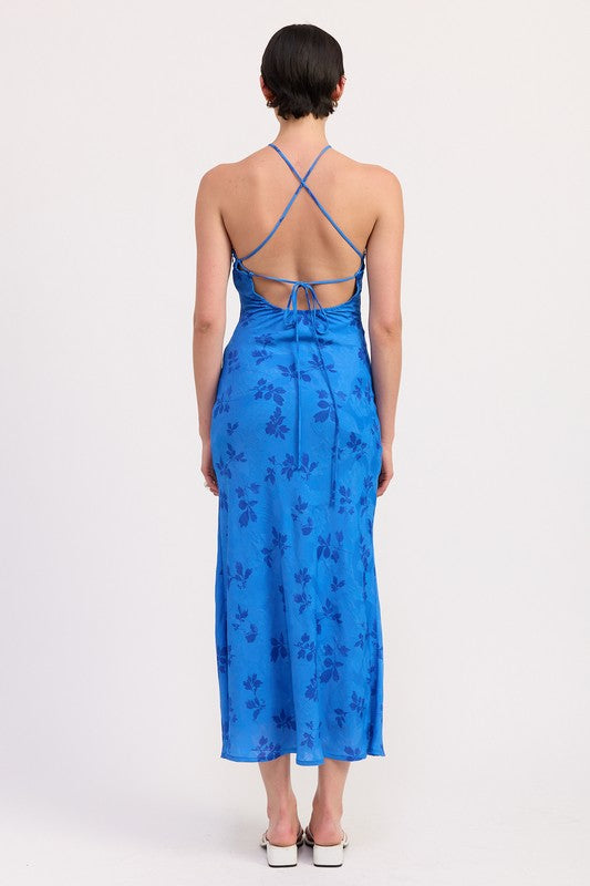 CROSSBACK HALTER NECK MAXI DRESS STYLE SOURCE