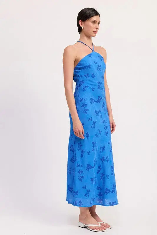CROSSBACK HALTER NECK MAXI DRESS STYLE SOURCE