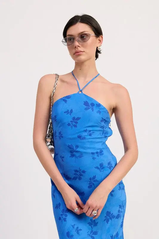 CROSSBACK HALTER NECK MAXI DRESS STYLE SOURCE