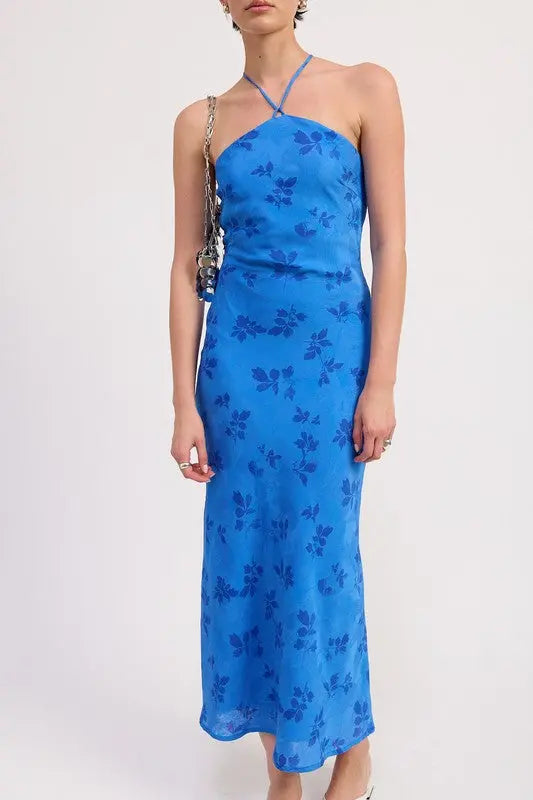 CROSSBACK HALTER NECK MAXI DRESS STYLE SOURCE