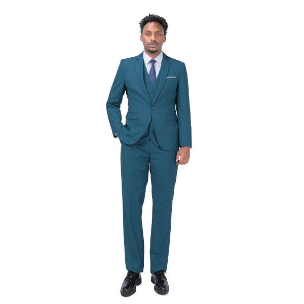 Men's 2 Piece 1-Bt Double Vent Solid Color Suit STYLE SOURCE