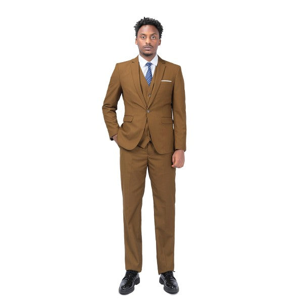 Men's 2 Piece 1-Bt Double Vent Solid Color Suit STYLE SOURCE