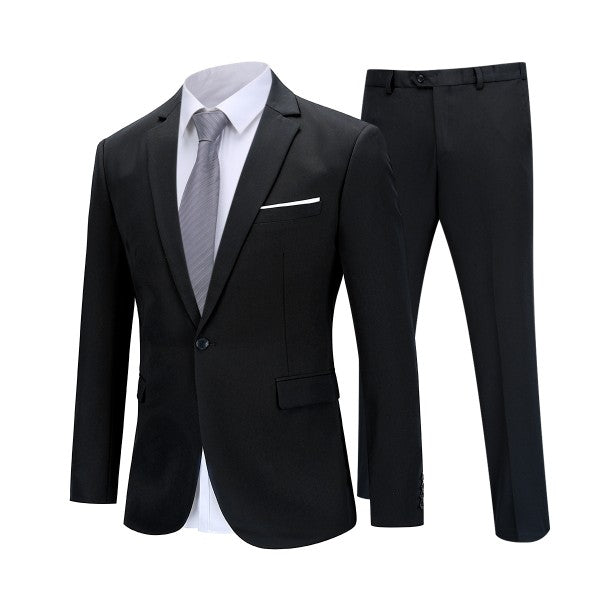 Men's 2 Piece 1-Bt Double Vent Solid Color Suit STYLE SOURCE