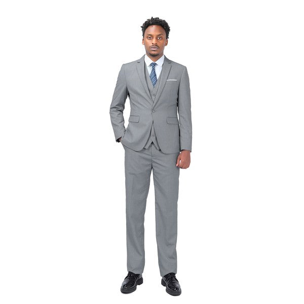 Men's 2 Piece 1-Bt Double Vent Solid Color Suit STYLE SOURCE