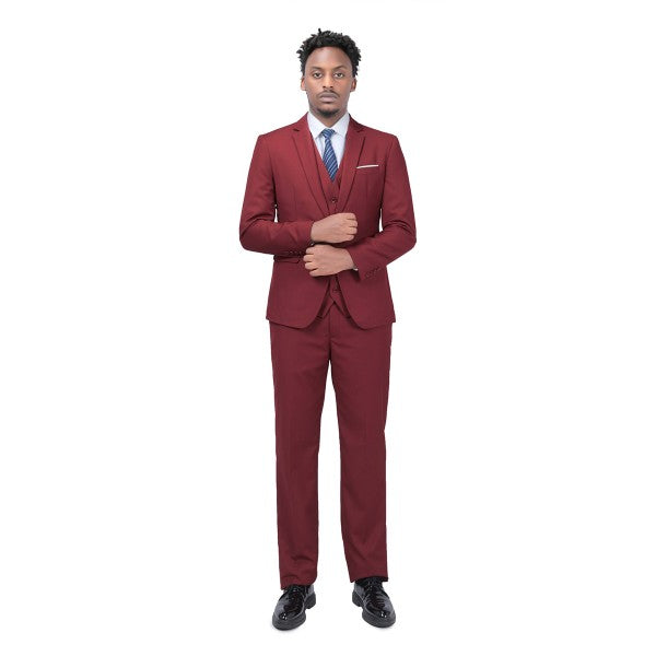 Men's 2 Piece 1-Bt Double Vent Solid Color Suit STYLE SOURCE