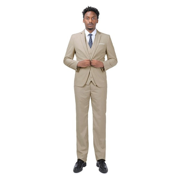 Men's 2 Piece 1-Bt Double Vent Solid Color Suit STYLE SOURCE