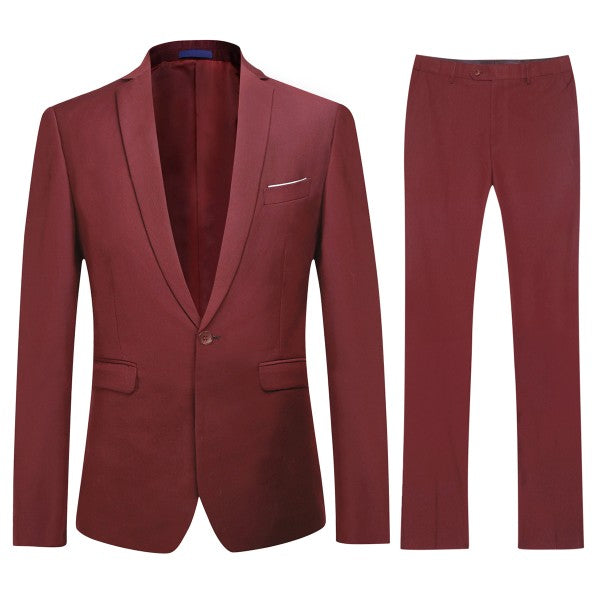 Men's 2 Piece 1-Bt Double Vent Solid Color Suit STYLE SOURCE