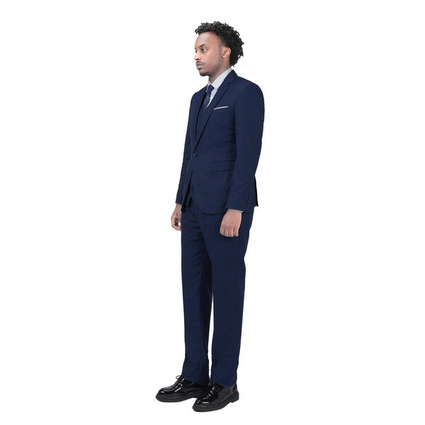 Men's 2 Piece 1-Bt Double Vent Solid Color Suit STYLE SOURCE