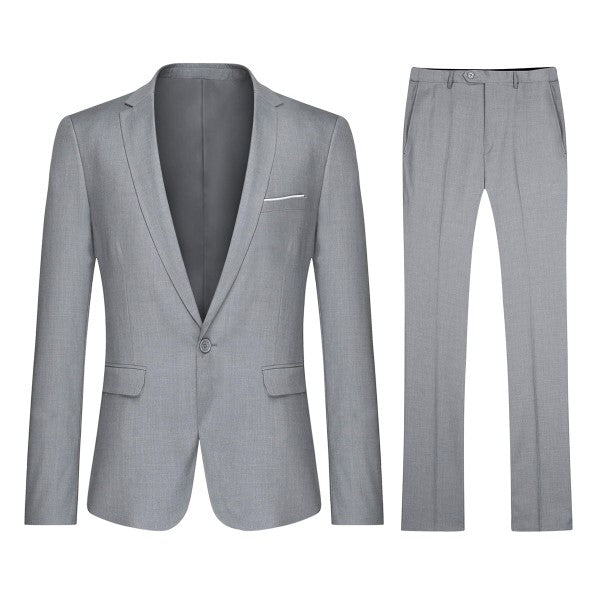 Men's 2 Piece 1-Bt Double Vent Solid Color Suit STYLE SOURCE