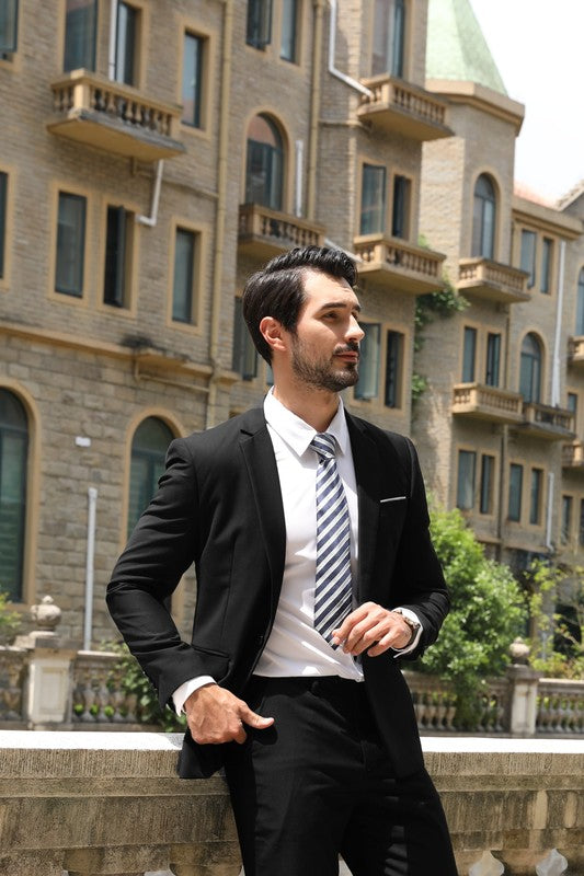 Men's 2 Piece 1-Bt Double Vent Solid Color Suit STYLE SOURCE