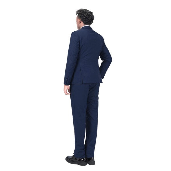 Men's 2 Piece 1-Bt Double Vent Solid Color Suit STYLE SOURCE