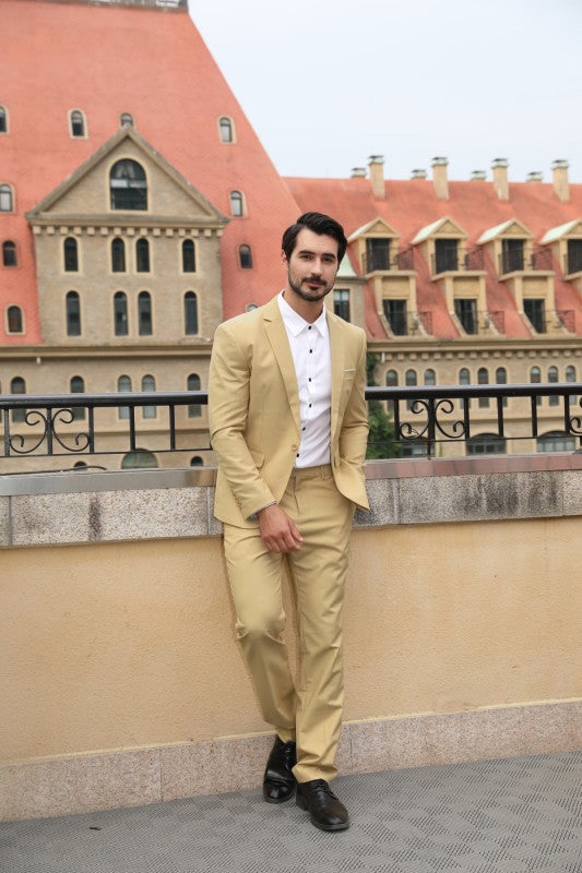 Men's 2 Piece 1-Bt Double Vent Solid Color Suit STYLE SOURCE