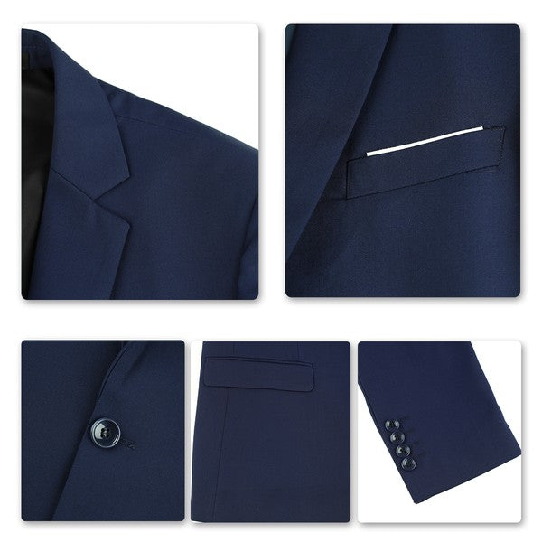 Men's 2 Piece 1-Bt Double Vent Solid Color Suit STYLE SOURCE