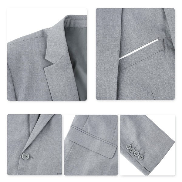 Men's 2 Piece 1-Bt Double Vent Solid Color Suit STYLE SOURCE