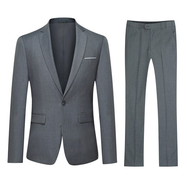 Men's 2 Piece 1-Bt Double Vent Solid Color Suit STYLE SOURCE