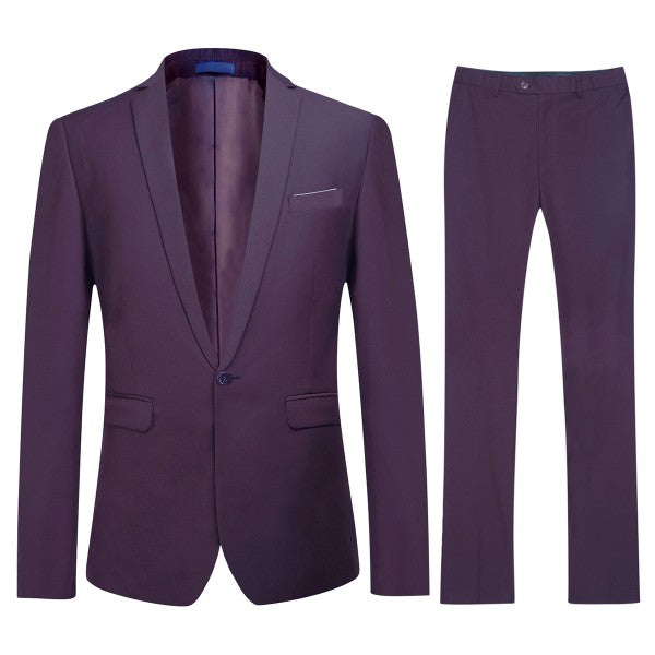 Men's 2 Piece 1-Bt Double Vent Solid Color Suit STYLE SOURCE