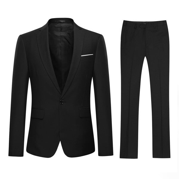 Men's 2 Piece 1-Bt Double Vent Solid Color Suit STYLE SOURCE