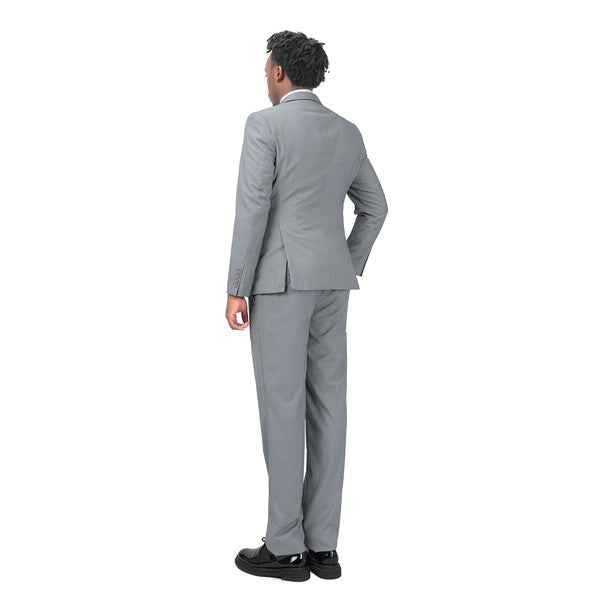 Men's 2 Piece 1-Bt Double Vent Solid Color Suit STYLE SOURCE