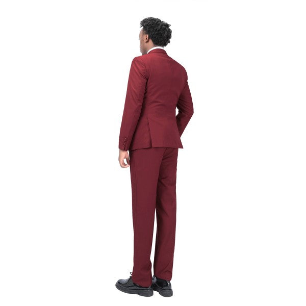 Men's 2 Piece 1-Bt Double Vent Solid Color Suit STYLE SOURCE