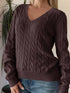 Cable-Knit V-Neck Sweater STYLE SOURCE
