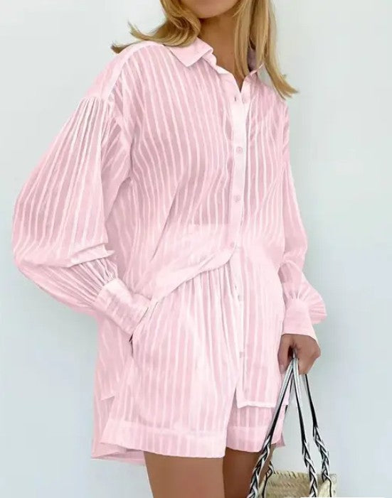 2-piece matching long sleeve and shorts set STYLE SOURCE