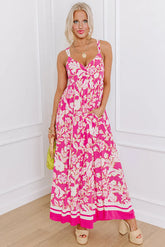 Rose Floral V Neck Crisscross Backless Maxi Dress STYLE SOURCE