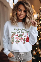 Pass the Bubbly Christmas Graphic Sweatshirt for Women STYLE SOURCE