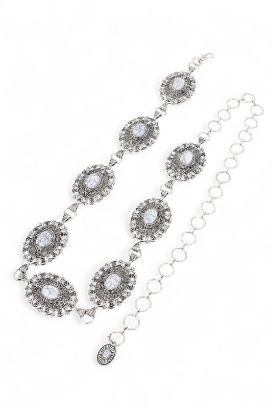 Faux Stone Western Concho Chain Belt STYLE SOURCE