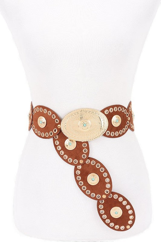Oval Boho Western Sueded Disk Belt STYLE SOURCE