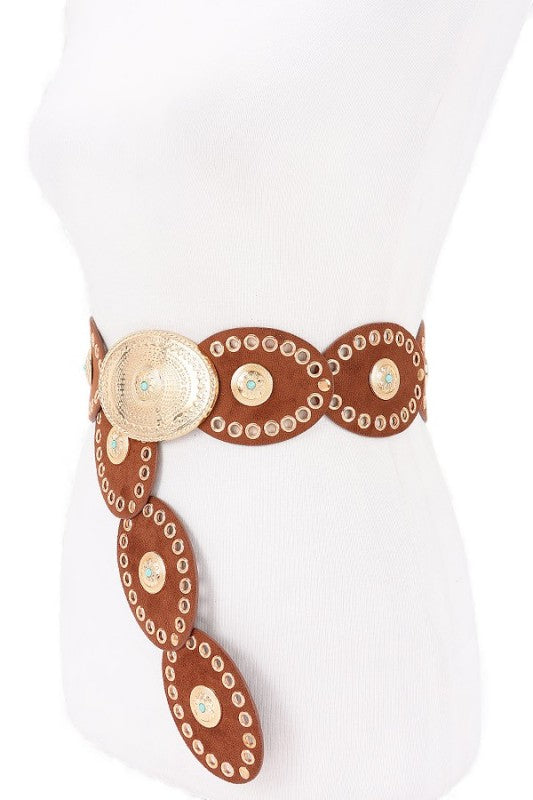 Oval Boho Western Sueded Disk Belt STYLE SOURCE