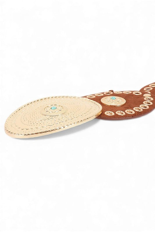 Oval Boho Western Sueded Disk Belt STYLE SOURCE