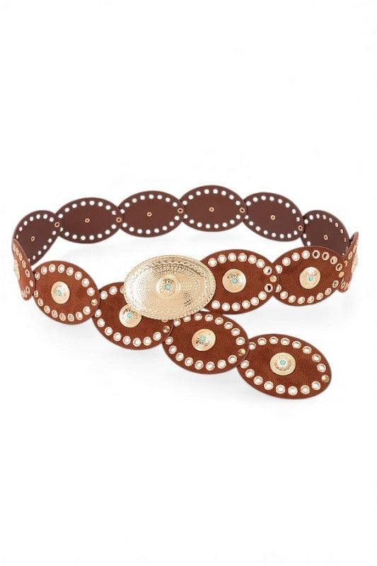 Oval Boho Western Sueded Disk Belt STYLE SOURCE
