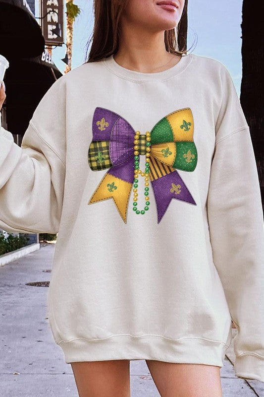 Mardi Gras Bow Block Graphic Sweatshirt STYLE SOURCE