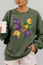 Mardi Gras Bow Block Graphic Sweatshirt STYLE SOURCE
